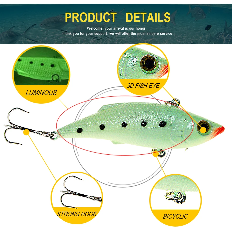 hot sale 5pcs/lot luminous glowing night fishing hard lure set popper crank VIB pencil minnow bait bass pesca | Спорт и развлечения