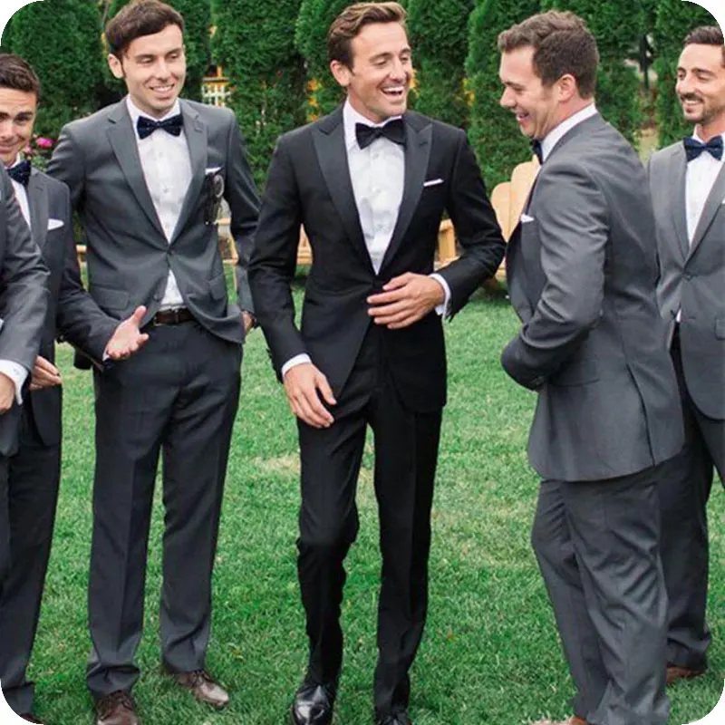 

Black Groom Wedding Tuxedos Men Classic Suits Peaked Lapel 2Piece Jacket Best Man Blazer Groomsmen Ternos Costume Homme Mariage