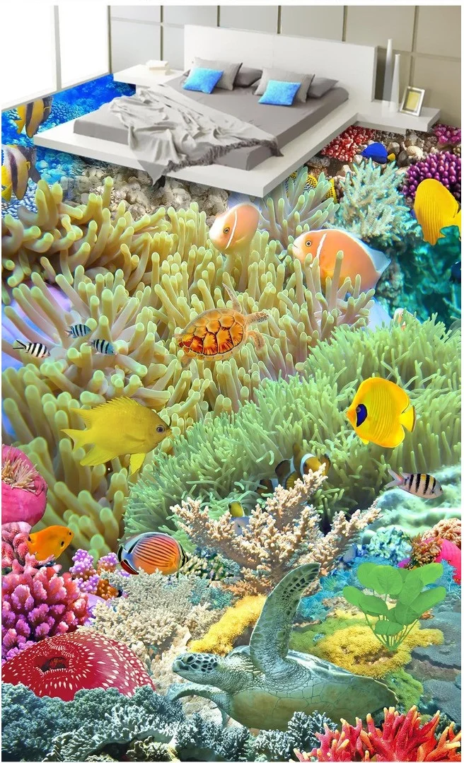 3d ПВХ пол на заказ фото водонепроницаемый стикер коралловый морской мир
