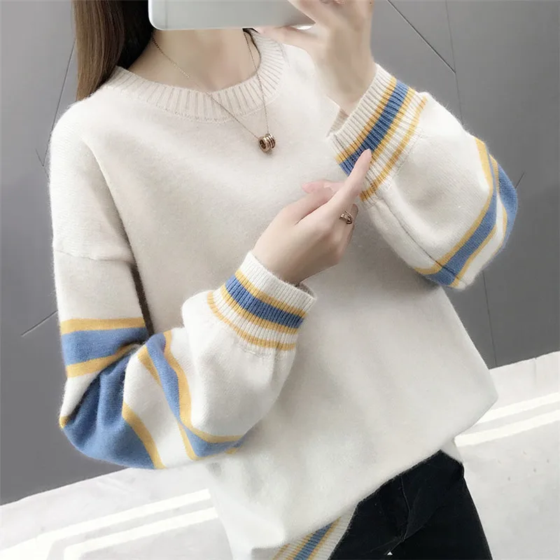 Hot Winter Knitted Sweaters Women Pullover 2018 Autumn and New Korean Tops Sweater Printing Loose Knit X701 | Женская одежда