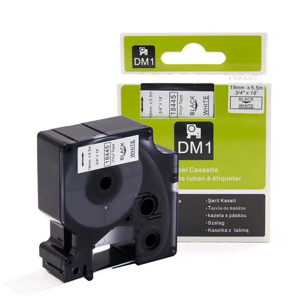 Absonic 3 шт. 19 мм IND виниловая этикетка DYMO Rhino 18445 черная на белых лентах промышленный