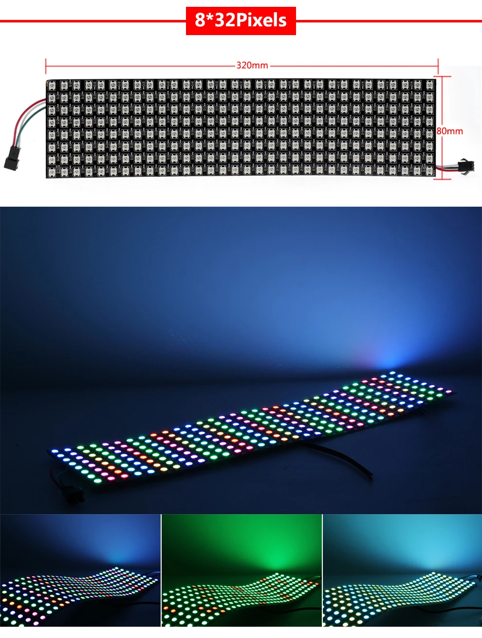 Полноцветный дисплей 5050 RGB WS2812 DC5V 8*8/16*16/8*32 64 256 светодиодов Гибкая Пиксельная панель экрана