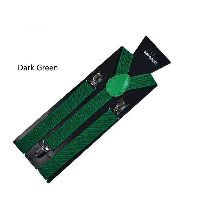 Dark Green Новое поступление, унисекс, для взрослых, карамельный цвет, подтяжки для женщин и мужчин, 3 зажима, подтяжки с пряжками, модный ремень, регулируемый ремень, рубашки, подтяжки - Цвет: Dark Green