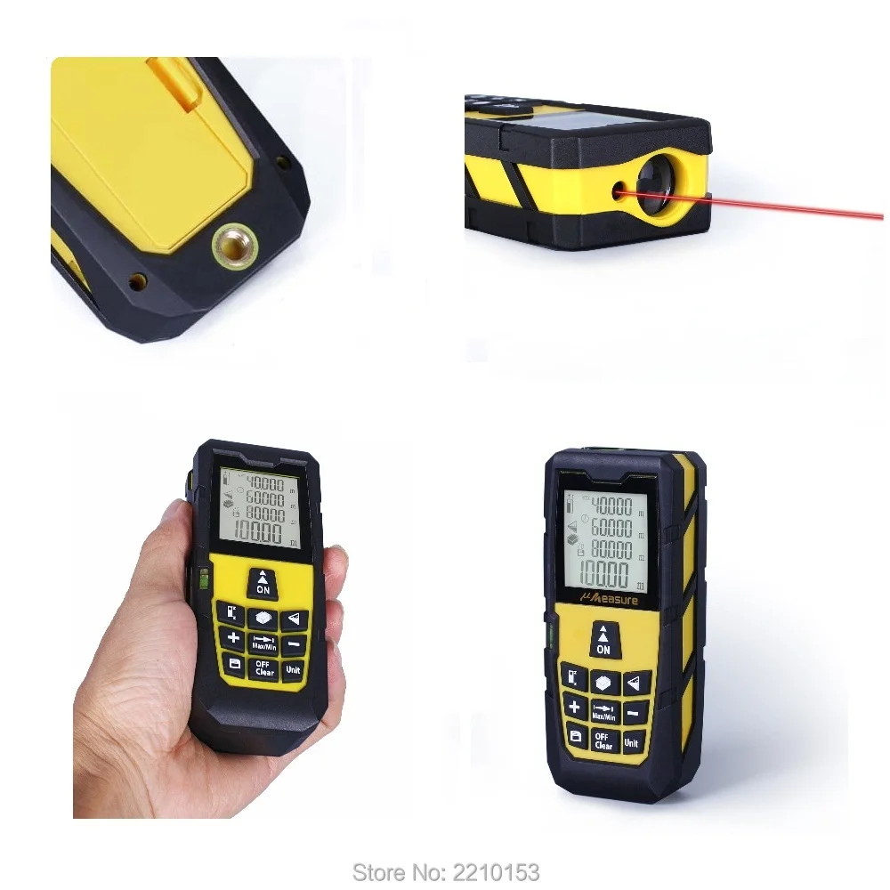 Желтый лазерный дальномер ручной уровня измеряемая площадь/объем 100 футов (40