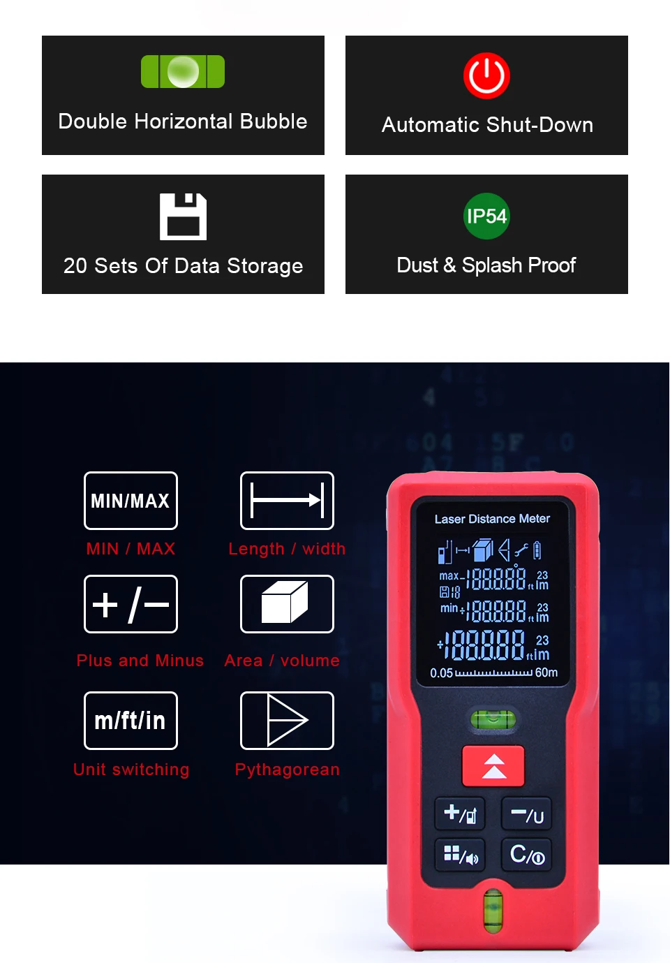 OU test lcd цифровой лазерный дальномер 40 м/60 м/80 м/100 м лазерный дальномер Trena Лазерная Лента устройство для измерения