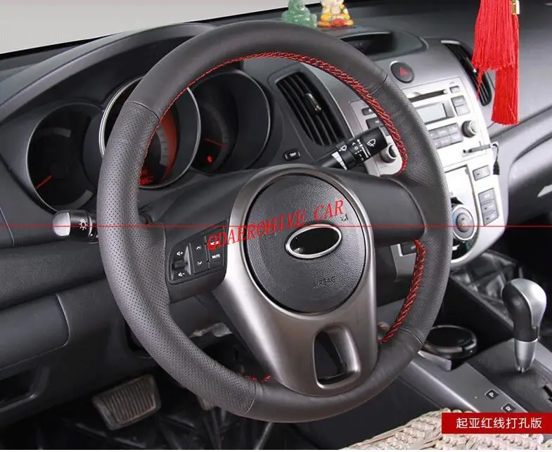 

QDAEROHIVE Artificial micro fiber Leather Car Steering Wheel Cover for Kia Forte 2009-2014 Soul 2010-2013 Rio 2009 2010 2011