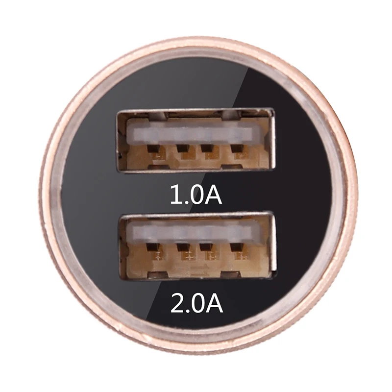 Универсальное автомобильное зарядное устройство с двумя портами USB алюминиевый