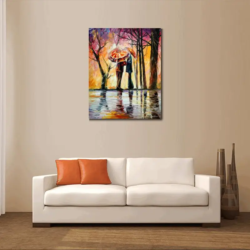 High quality handmade palette knife oil painting on canvas rainy date home picture decor modern art | Дом и сад