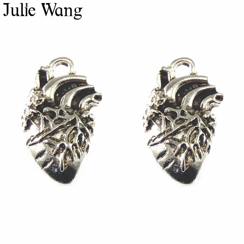 10 шт. винтажные подвески в форме сердца из сплава античное серебро ожерелье