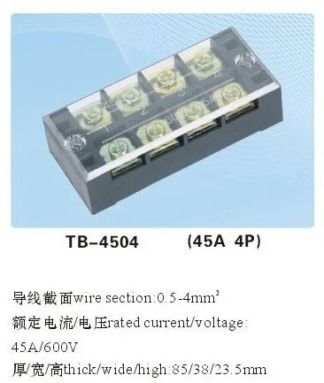 

Двухрядный 5-позиционный терминал TB4505, 600 В, 45 А, 5 шт.