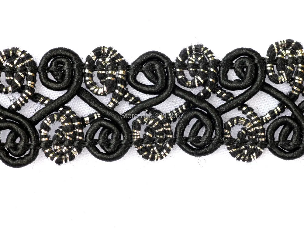 20 ярдов плетеная черная трикотажная тканая кружевная ткань лента отделка