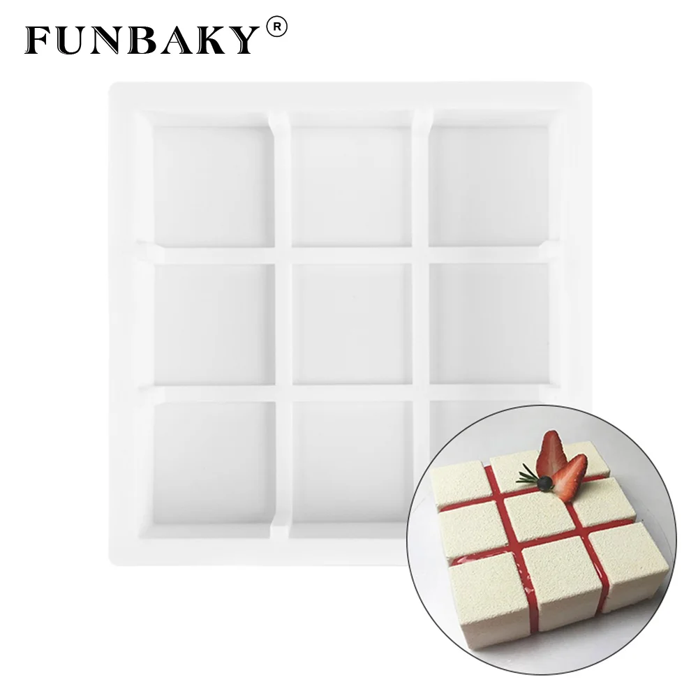 FUNBAKY квадратная форма мусс силиконовая форма для торта инструменты для выпечки силиконовая форма для выпечки 3D форма для десерта