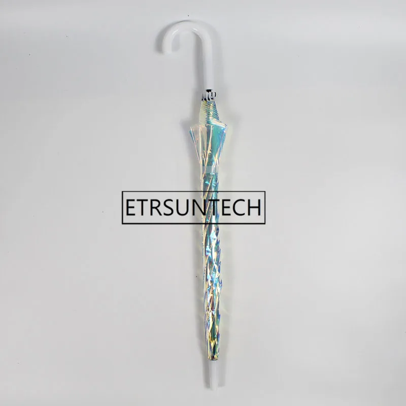 Прозрачный зонтик волшебного лазерного цвета с длинной ручкой 60 шт.