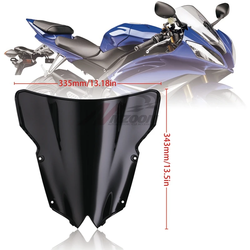 Черный ветровое стекло двойной пузырь для Yamaha YZF600 R6 2008 2009 2010 2012 2013 2014 2015 2016 2017 |