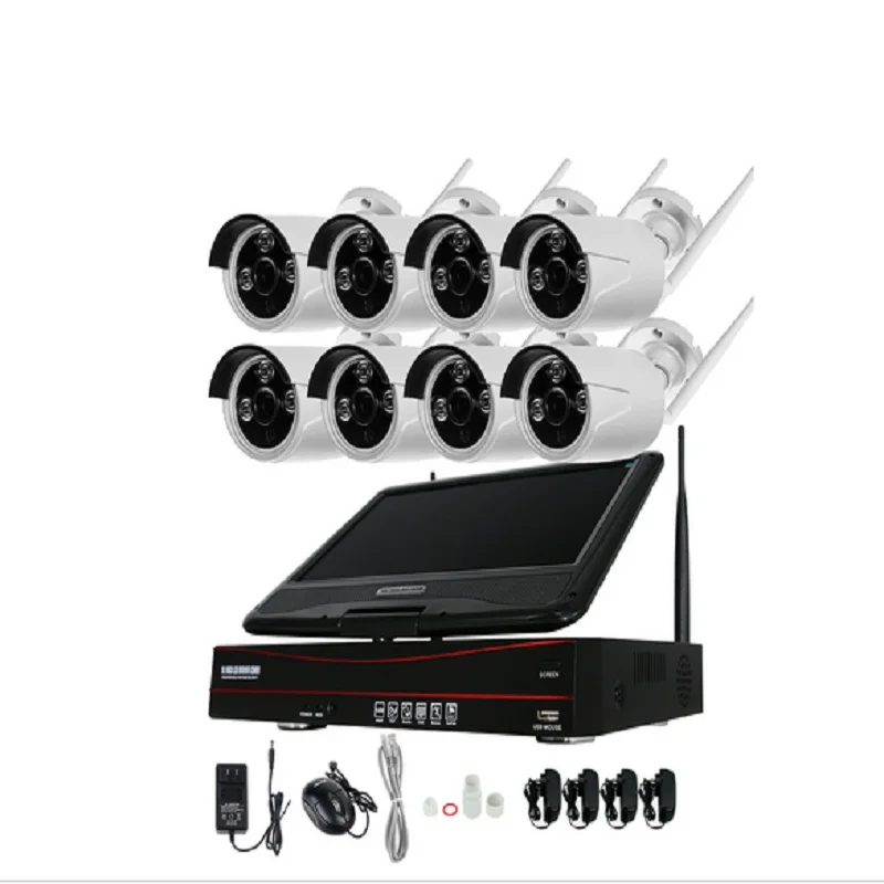 4CH 1080 P 10 дюймов Displayer Беспроводная система видеонаблюдения NVR IP камера IR CUT Пуля CCTV