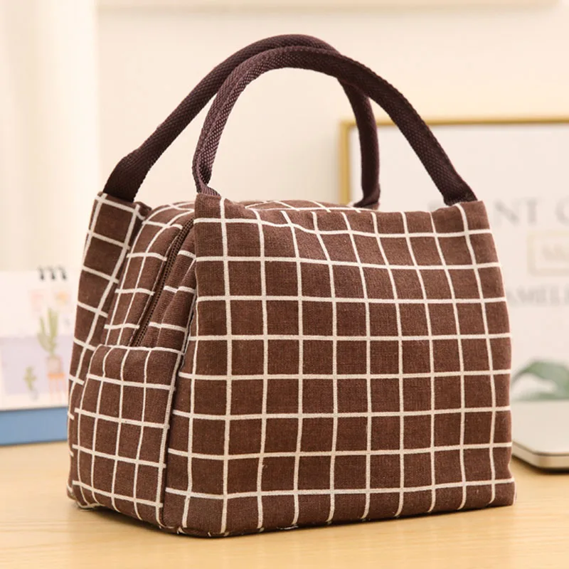 12 шт./лот модный новый пакет для льда из хлопка и льна в клетку сумка ланча