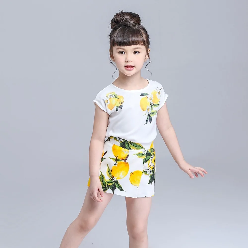 2021 летние Модные комплекты одежды для девочек брендовая одежда с принтом лимон