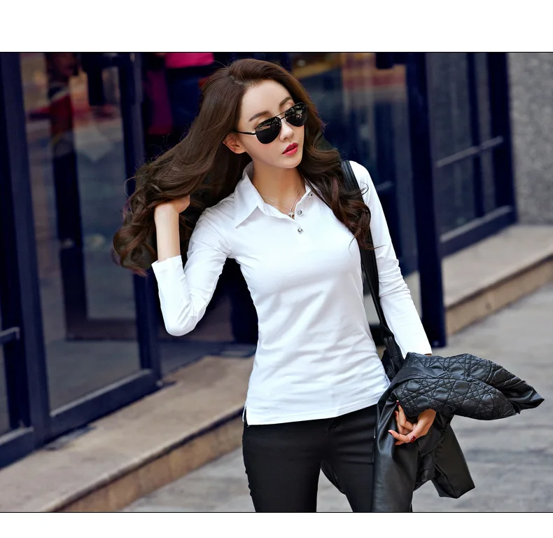 Новинка 2021 поло Женская Повседневная рубашка с длинным рукавом для женщин плюс