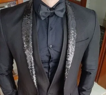Великолепный Блестящий облегающий мужской костюм с лацканами на заказ модное