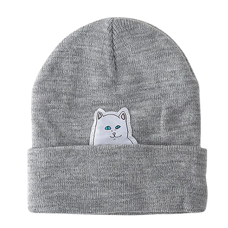 Женская Вязаная Шерстяная кепка вязаная шапка из хлопка и полиэстера 4 цвета для