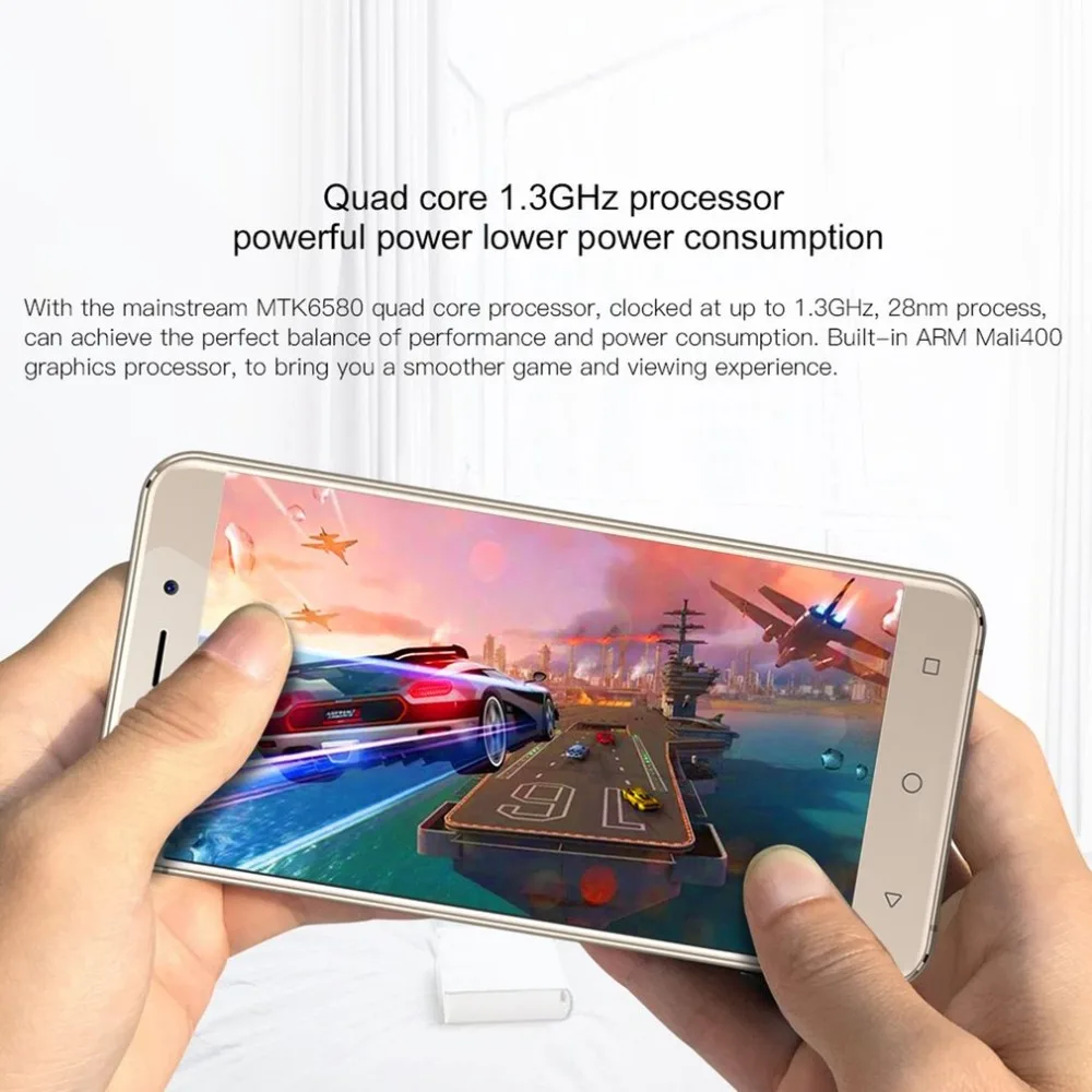 AllCall Мадрид 5,5 дюймов HD две sim-карты Android 7,0 смартфон MT6580 четырехъядерный 1 ГБ ОЗУ 8 Гб ПЗУ 8,0 МП 2300 мАч мобильный телефон