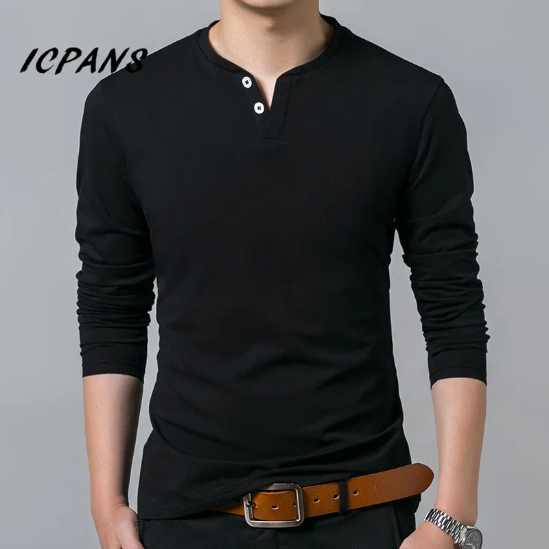 Мужская хлопковая футболка с длинным рукавом на пуговицах размеры до 5XL | одежда