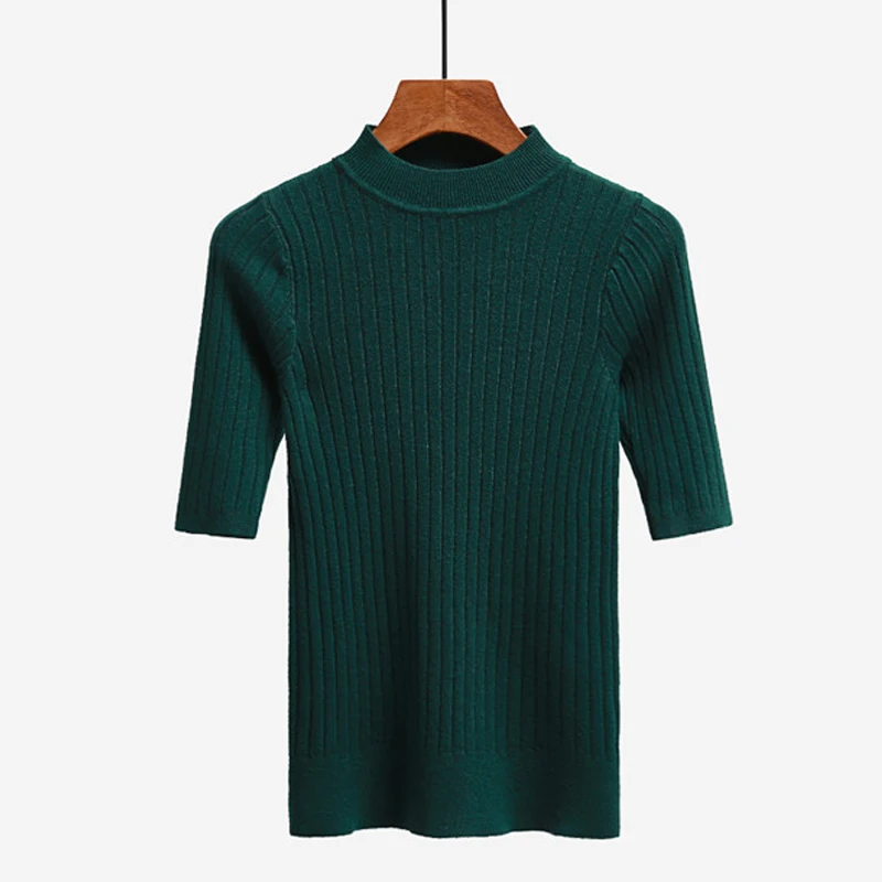 Женский вязаный свитер-водолазка универсальный базовый пуловер с коротким