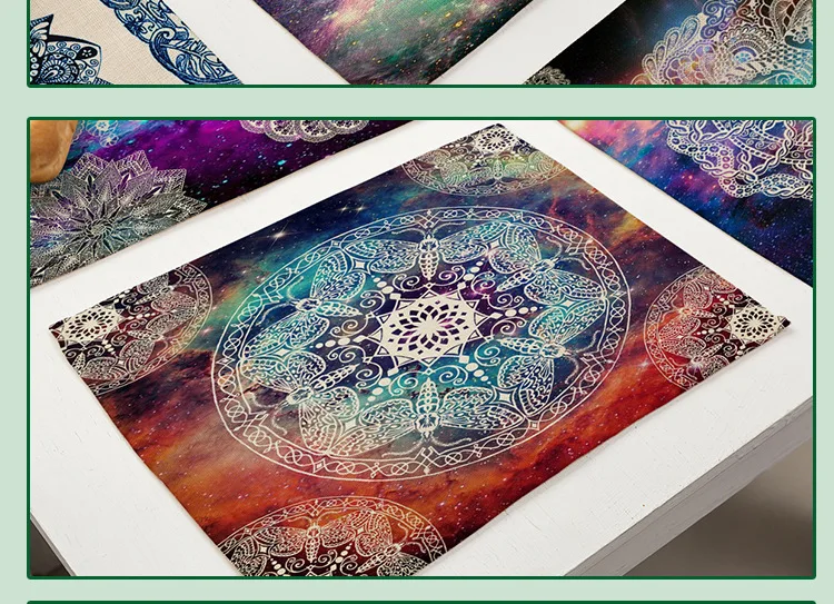 Мандала шаблон коврик для обеденного стола льняные цветочные печатные коврики для кухонного стола Теплоизоляционный стол салфетки