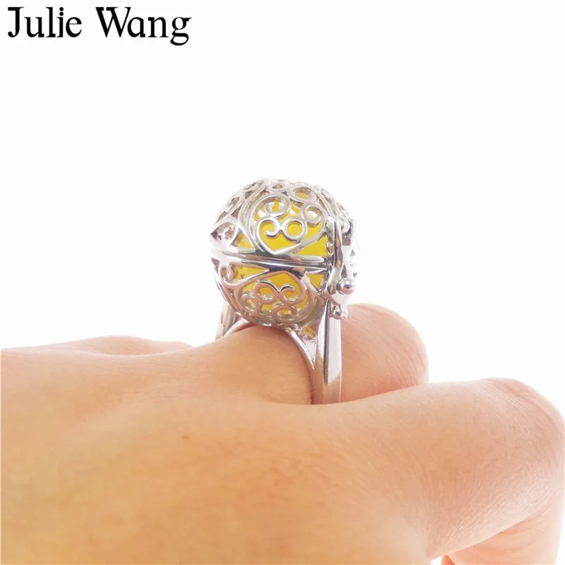 Julie Wang 1 шт. 17 мм медные полые узоры диффузор эфирного масла кольцо Модные женские