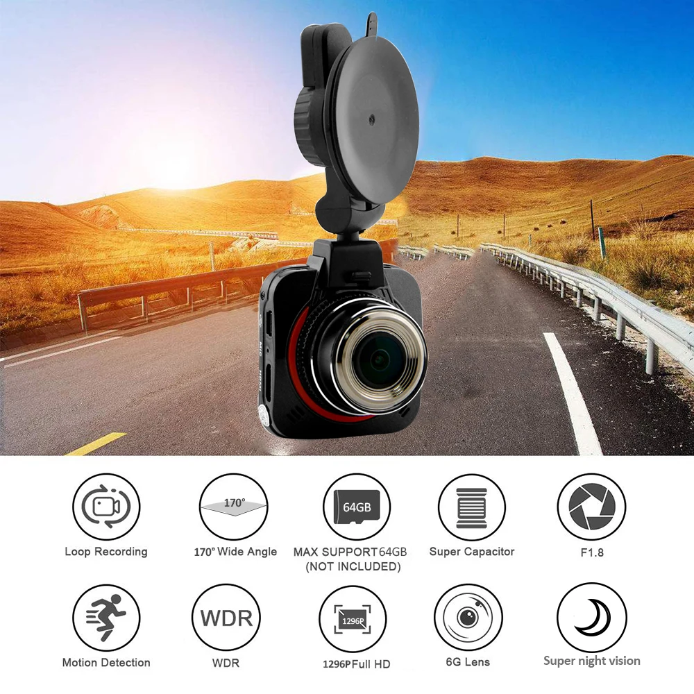 AXZONE D052 Автомобильный видеорегистратор супер HD 1296P gps Dvr с Ambarella A7LA50 ночного видения