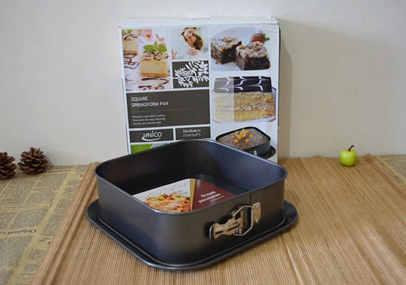 2017 New Springform Pan Cheesecake Leakproof Cake Bakeware Rectangle Nonstick Removable Bottom Gray (9&quot x 9&quot 3&quot) |