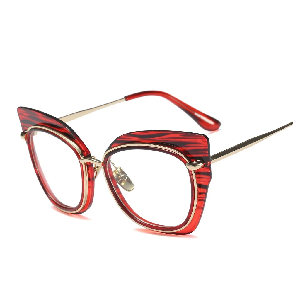 Женские Новые Модные Полосатые негабаритные очки из сплава кошачий глаз оправа