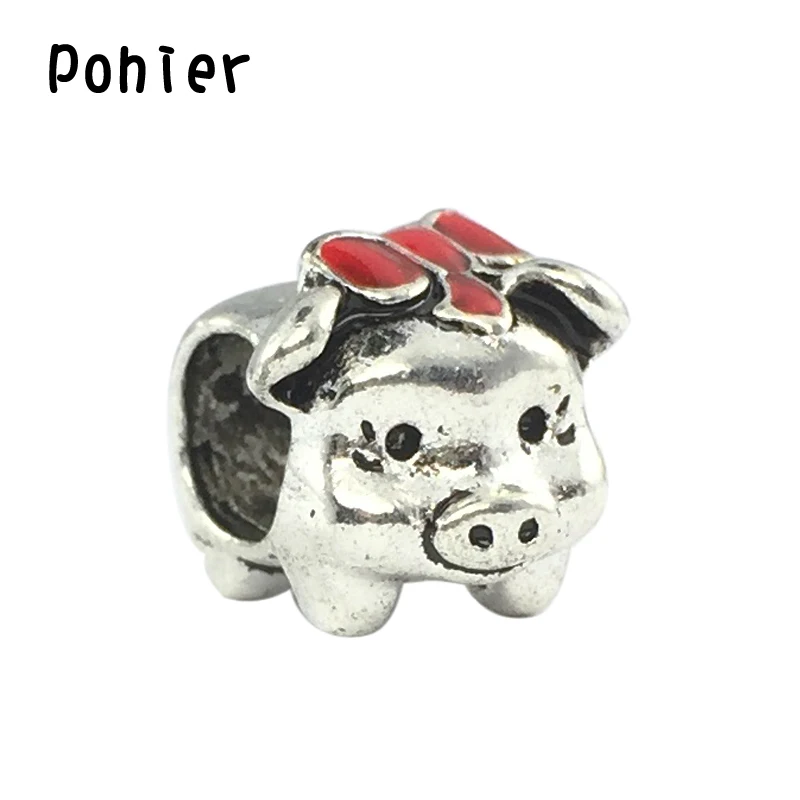 Свинка свинка Красная эмаль очаровательные Европейские Бусины подходят для