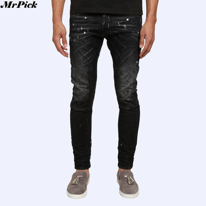 Мужские облегающие джинсы sT0279 дизайнерские байкерские на кнопках|biker jeans|biker jeans
