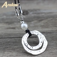 anslow fashion jewelry new design punk vintage leather sweater chain adjustable pendant necklace elegant women gift low0051an