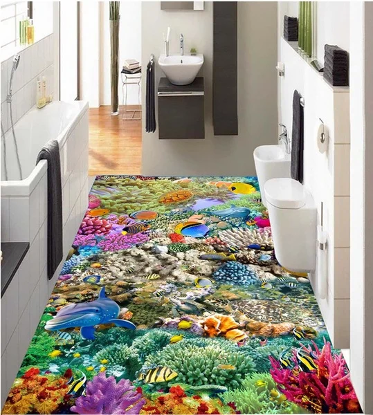 

[Самоклеющиеся] 3D Цвет Коралловое море 4 Нескользящие водонепроницаемые фото самоклеющиеся наклейки для пола обои фотообои настенная печат...