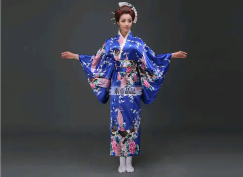 Дак синий традиционные японские кимоно Японские шелковые халаты юката Кимоно