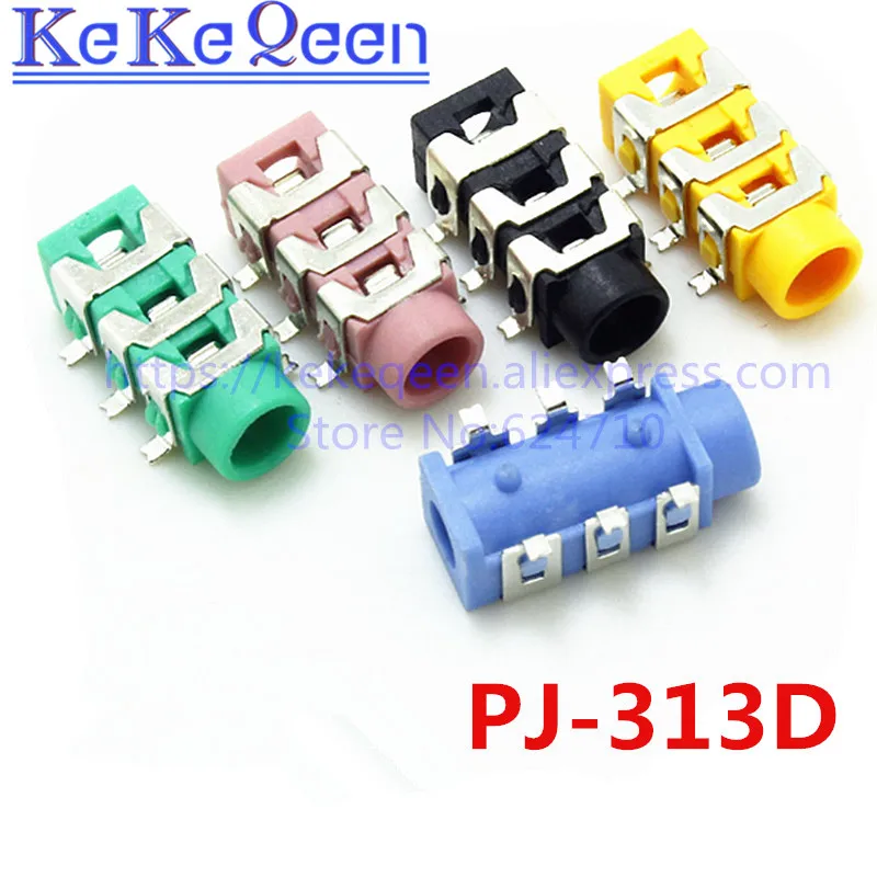 10 шт./лот 3,5 мм Женский аудиоразъем SMT 6-контактный стерео разъем для наушников PJ313D PJ-313D SMD 6-контактный 5 видов цветов