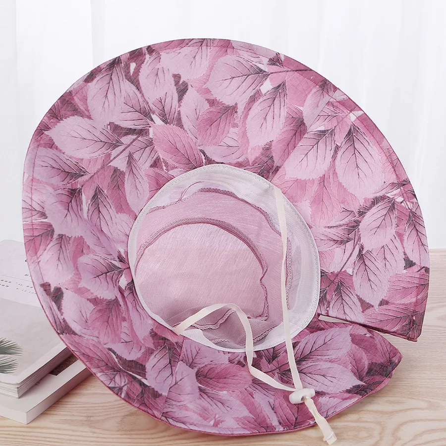 Женские летние солнцезащитные шапки с цветочным принтом и бантом Пляжная