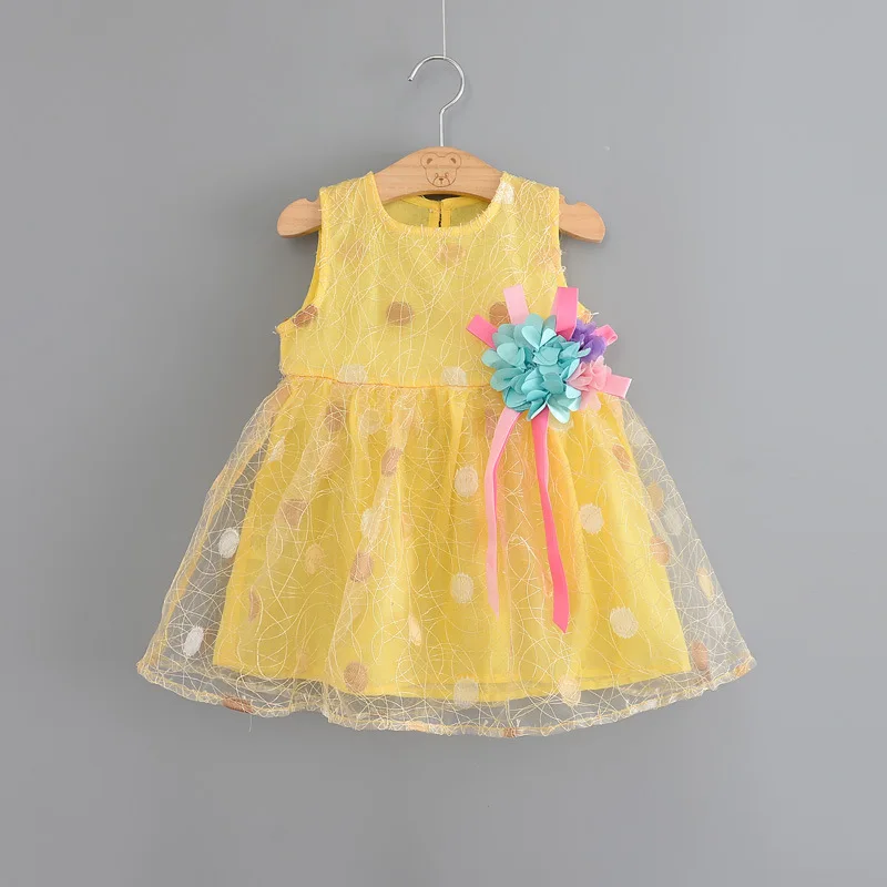 2017 summer girl dress new Princess dresses kids clothing corsage yarn girls clothes sleevelss dot beautiful | Детская одежда и