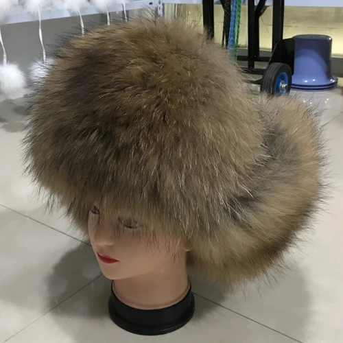 raccoon fur Хит, зимняя Новинка, мужская шапка из натурального Лисьего меха, шапка из натуральной кожи, Повседневная теплая мягкая шапка из натурального Лисьего меха, шапка-бомбер s - Цвет: raccoon fur