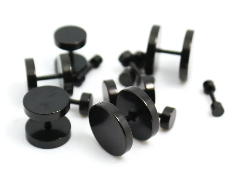 1 шт. черный поддельные штекер уха серьги гвоздики Растяжка Тоннель для ушей