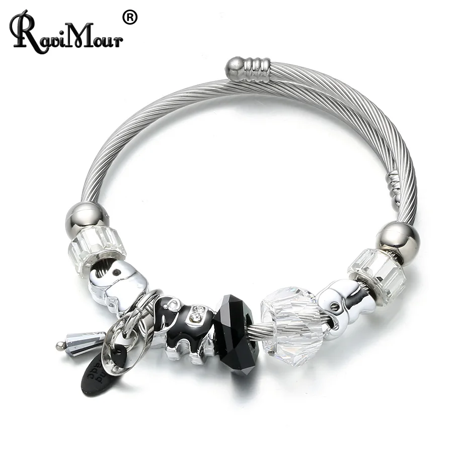 RAVIMOUR DIY браслеты Женские Ювелирные изделия Модный Браслет манжета в виде слона