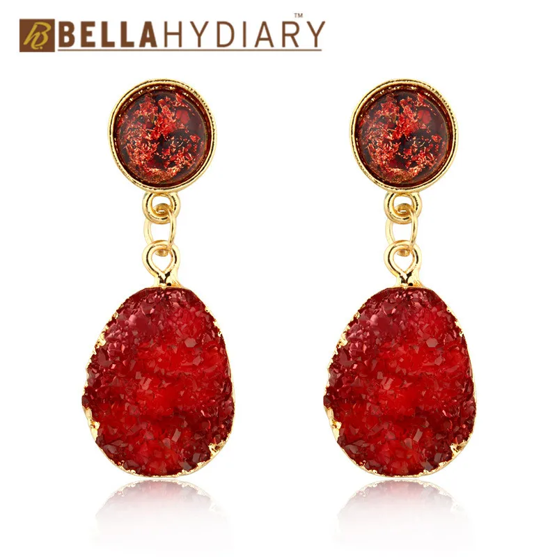 Bijoux, корейские винтажные красные серьги из друзы и смолы, висячие серьги для женщин, ювелирное изделие, массивные Подарки для женщин, аксессуары Brinco