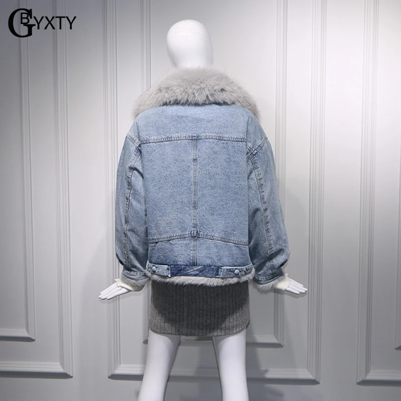 Женская джинсовая куртка GBYXTY свободная флисовая бойфренд с воротником из
