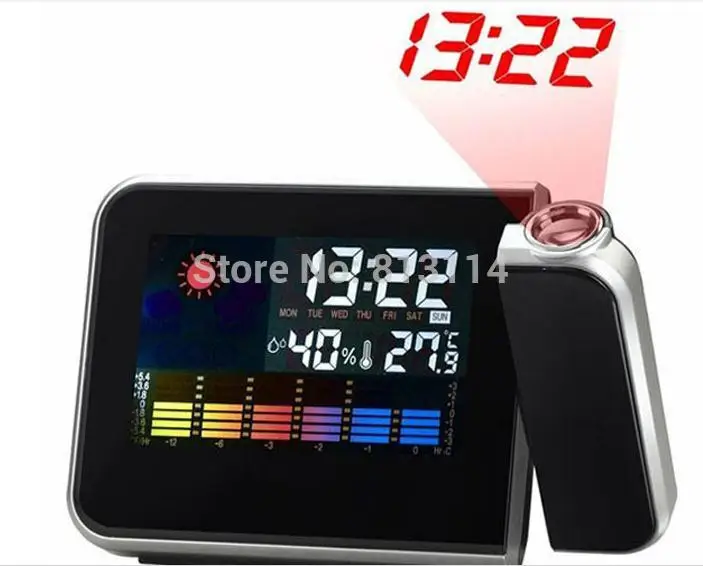 Цифровой погода жк часы повтор будильник проектор цветной дисплей из