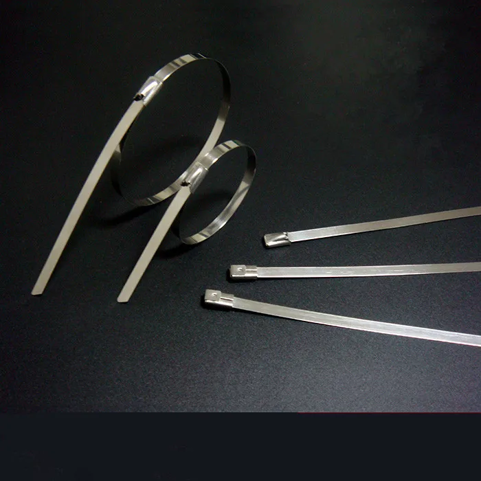 

100pcs 4.6 x 130mm 304 Stainless Steel Ribbon Self-locked Flat Armor Tape Marine Cable Tie