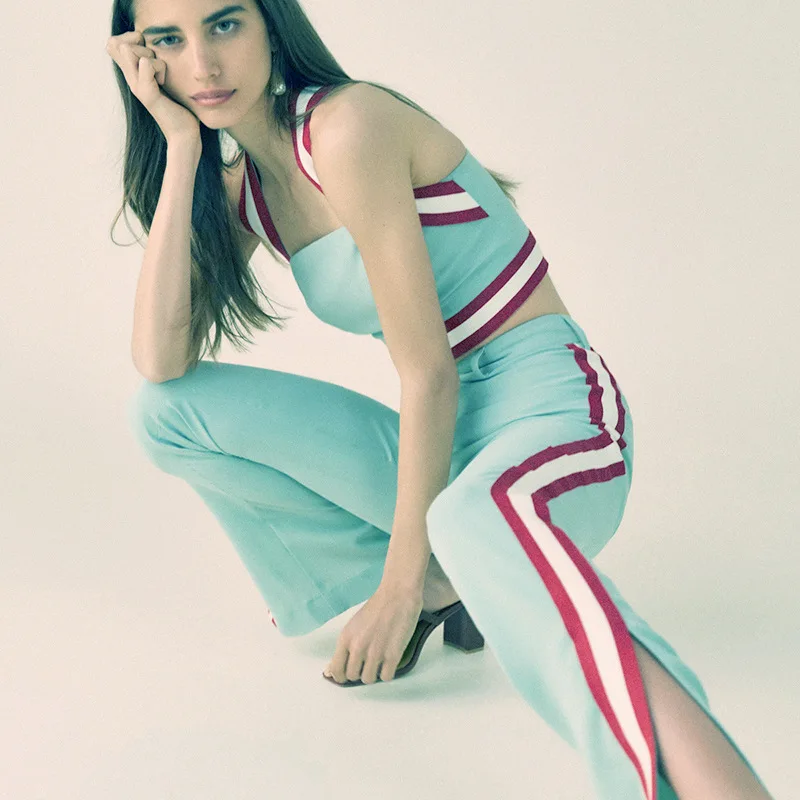 Летнее платье в полоску комплект из двух предметов Для женщин 2019 одежда для