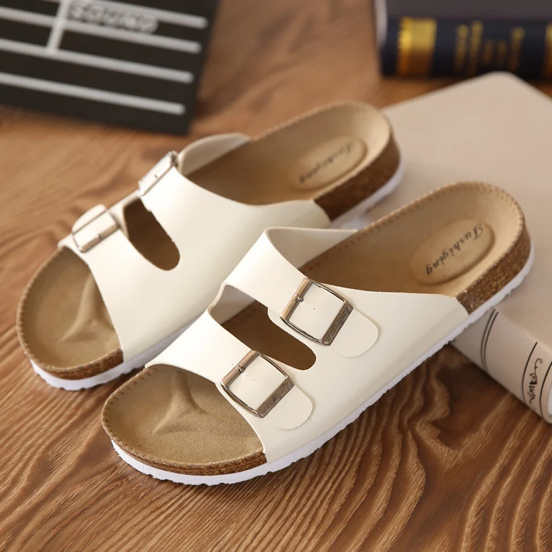 Модные женские и мужские шлепанцы Вьетнамки летняя пляжная обувь на пробковой