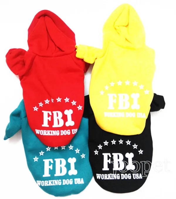 Новинка 2015 года желтые собаки толстовки ФБР теплая одежда для домашних животных